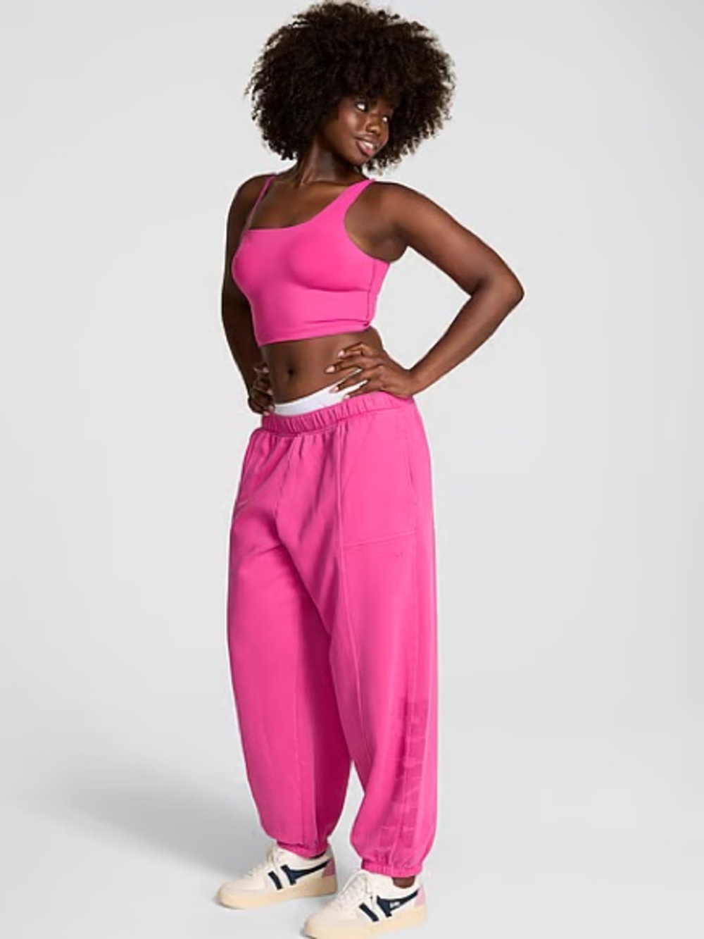PINK Victoria's Secret Vibrant Hot Pink Elastic-Waist Joggers